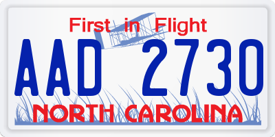 NC license plate AAD2730