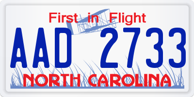 NC license plate AAD2733