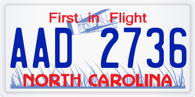 NC license plate AAD2736