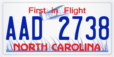 NC license plate AAD2738