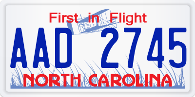 NC license plate AAD2745