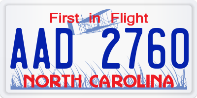 NC license plate AAD2760