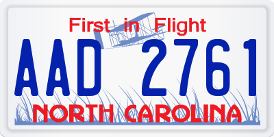 NC license plate AAD2761