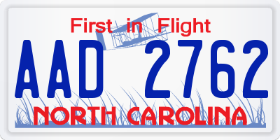 NC license plate AAD2762