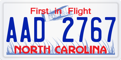 NC license plate AAD2767