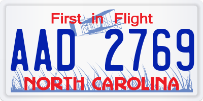NC license plate AAD2769