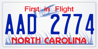 NC license plate AAD2774