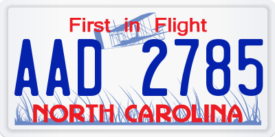 NC license plate AAD2785