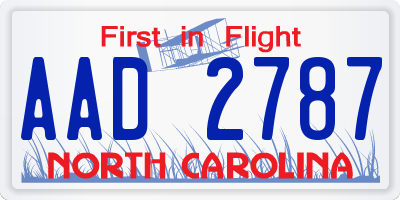 NC license plate AAD2787