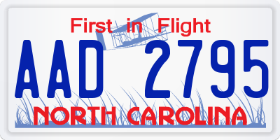 NC license plate AAD2795