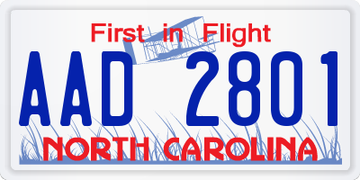 NC license plate AAD2801