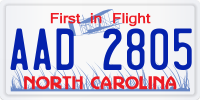 NC license plate AAD2805