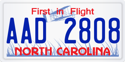 NC license plate AAD2808