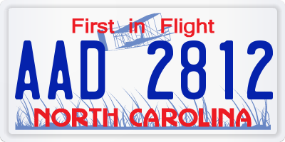 NC license plate AAD2812
