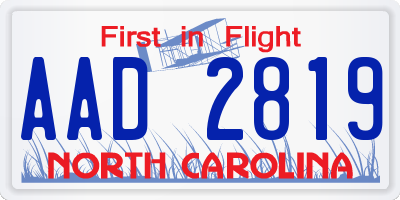 NC license plate AAD2819