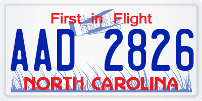 NC license plate AAD2826