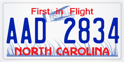 NC license plate AAD2834