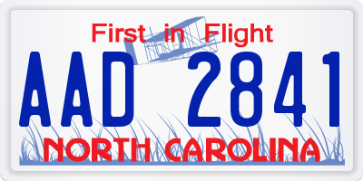 NC license plate AAD2841