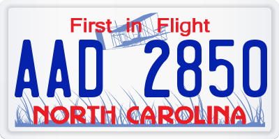 NC license plate AAD2850