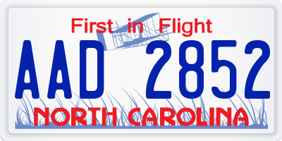 NC license plate AAD2852