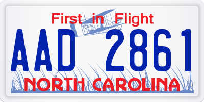 NC license plate AAD2861