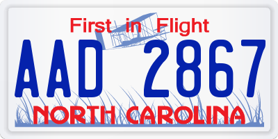 NC license plate AAD2867