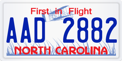 NC license plate AAD2882