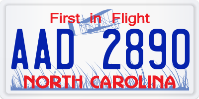 NC license plate AAD2890