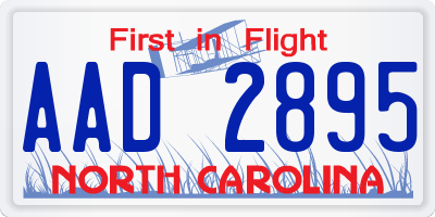 NC license plate AAD2895