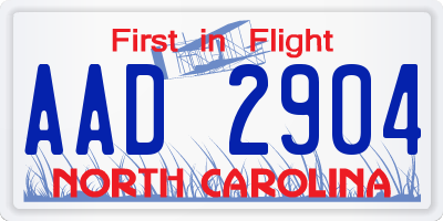NC license plate AAD2904
