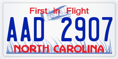 NC license plate AAD2907