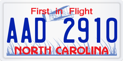 NC license plate AAD2910
