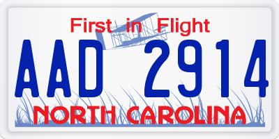 NC license plate AAD2914