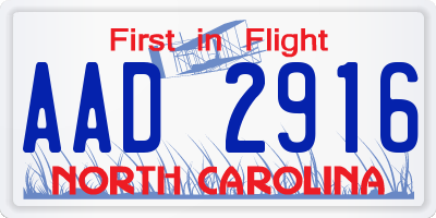 NC license plate AAD2916