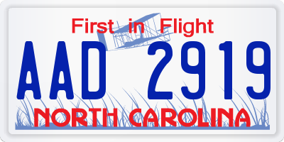 NC license plate AAD2919