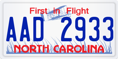 NC license plate AAD2933