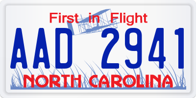 NC license plate AAD2941