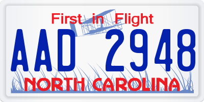NC license plate AAD2948