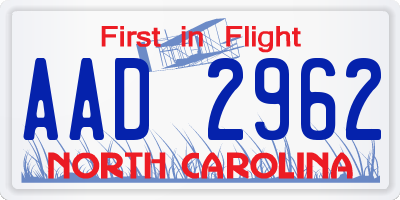 NC license plate AAD2962