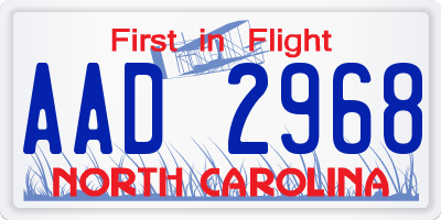 NC license plate AAD2968