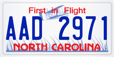 NC license plate AAD2971