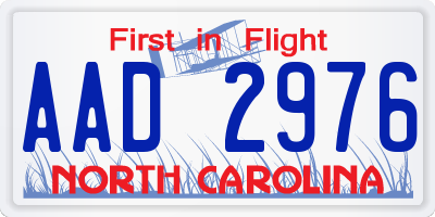 NC license plate AAD2976