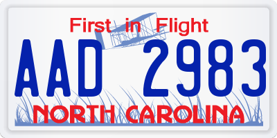 NC license plate AAD2983