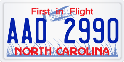 NC license plate AAD2990