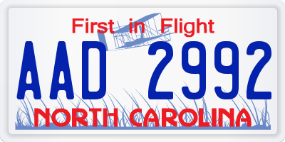 NC license plate AAD2992