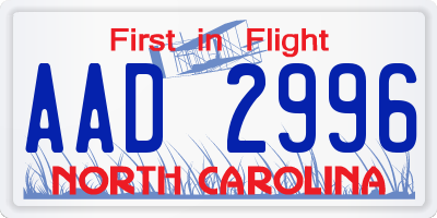 NC license plate AAD2996