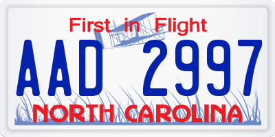 NC license plate AAD2997
