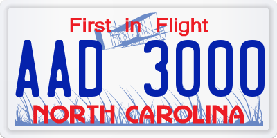 NC license plate AAD3000