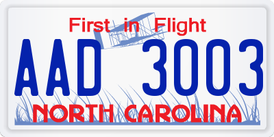 NC license plate AAD3003
