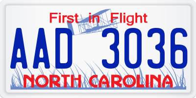 NC license plate AAD3036